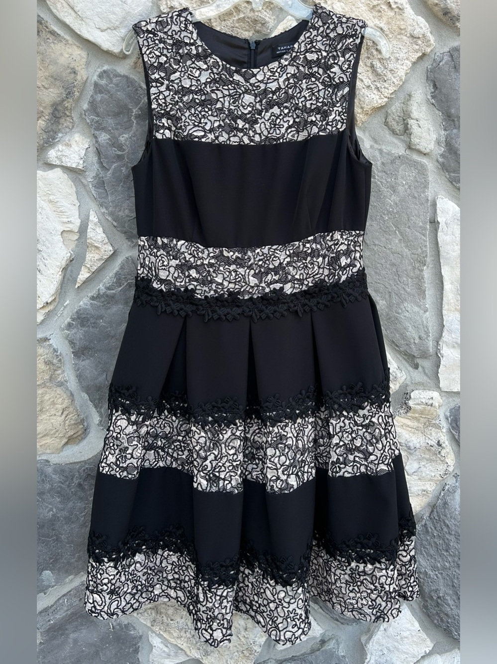 Tahari ASL Dress Size 10 Black Special Occasion Wedding Guest Semi Formal Lace